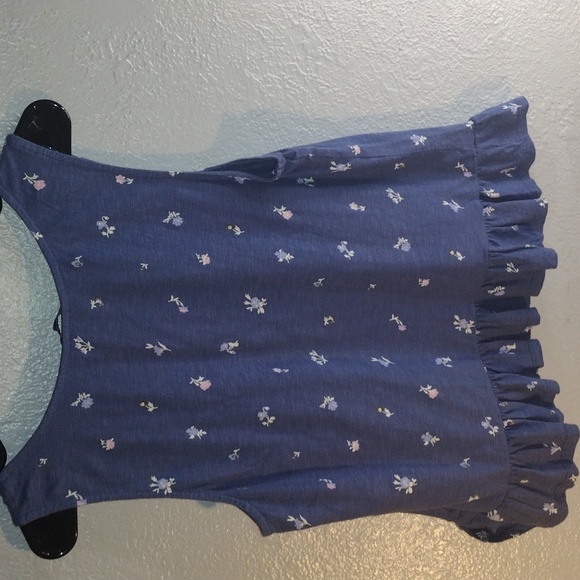 Blue Lucky Brand Floral Layering Tank with Pearl Buttons. M - Picture 6 of 6